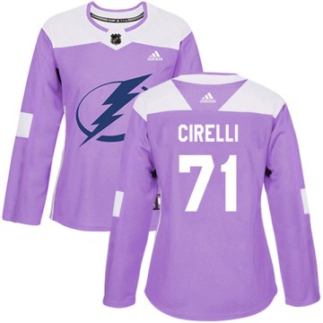 Adidas Tampa Bay Lightning Women's Anthony Cirelli Authentic Purple Fights Cancer Practice NHL Jersey