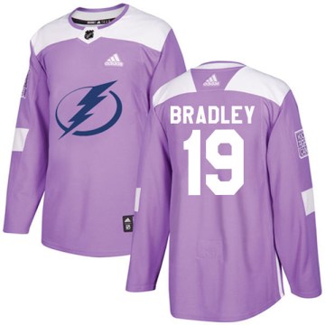 Adidas Tampa Bay Lightning Men's Brian Bradley Authentic Purple Fights Cancer Practice NHL Jersey