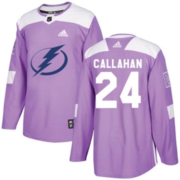 Adidas Tampa Bay Lightning Men's Ryan Callahan Authentic Purple Fights Cancer Practice NHL Jersey