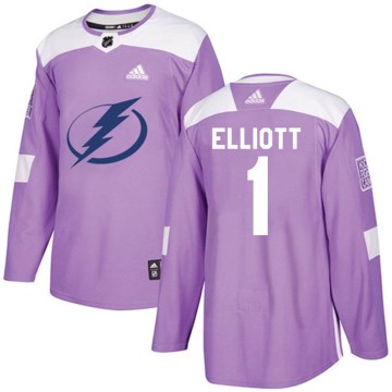 Adidas Tampa Bay Lightning Men's Brian Elliott Authentic Purple Fights Cancer Practice NHL Jersey