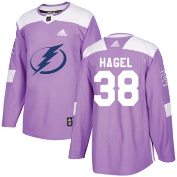 Adidas Tampa Bay Lightning Men's Brandon Hagel Authentic Purple Fights Cancer Practice NHL Jersey