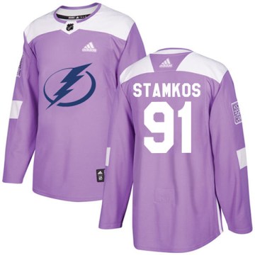 Adidas Tampa Bay Lightning Men's Steven Stamkos Authentic Purple Fights Cancer Practice NHL Jersey
