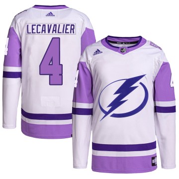 Adidas Tampa Bay Lightning Youth Vincent Lecavalier Authentic White/Purple Hockey Fights Cancer Primegreen NHL Jersey
