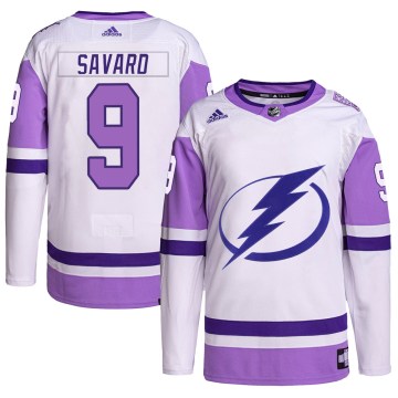 Adidas Tampa Bay Lightning Youth Denis Savard Authentic White/Purple Hockey Fights Cancer Primegreen NHL Jersey