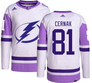 Adidas Tampa Bay Lightning Youth Erik Cernak Authentic Hockey Fights Cancer NHL Jersey