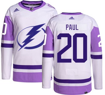 Adidas Tampa Bay Lightning Youth Nicholas Paul Authentic Hockey Fights Cancer NHL Jersey