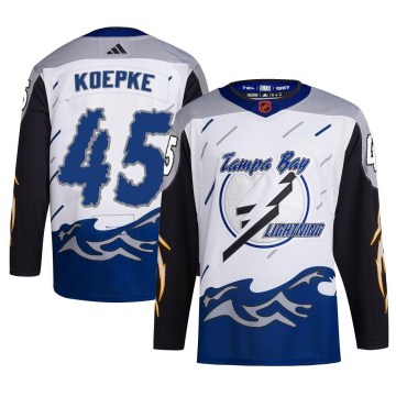 Adidas Tampa Bay Lightning Youth Cole Koepke Authentic White Reverse Retro 2.0 NHL Jersey