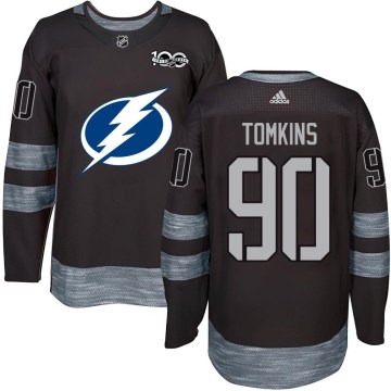 Tampa Bay Lightning Men's Matt Tomkins Authentic Black 1917-2017 100th Anniversary NHL Jersey