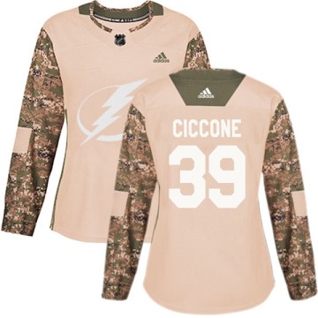 Adidas Tampa Bay Lightning Women's Enrico Ciccone Authentic Camo Veterans Day Practice NHL Jersey
