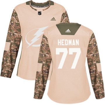 Adidas Tampa Bay Lightning Women's Victor Hedman Authentic Camo Veterans Day Practice NHL Jersey