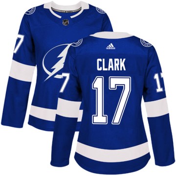 Adidas Tampa Bay Lightning Women's Wendel Clark Authentic Blue Home NHL Jersey
