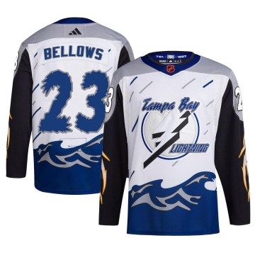 Adidas Tampa Bay Lightning Men's Brian Bellows Authentic White Reverse Retro 2.0 NHL Jersey