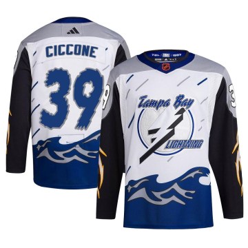 Adidas Tampa Bay Lightning Men's Enrico Ciccone Authentic White Reverse Retro 2.0 NHL Jersey