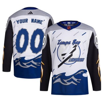 Adidas Tampa Bay Lightning Men's Custom Authentic White Custom Reverse Retro 2.0 NHL Jersey