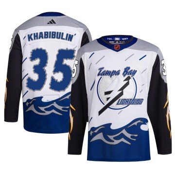 Adidas Tampa Bay Lightning Men's Nikolai Khabibulin Authentic White Reverse Retro 2.0 NHL Jersey