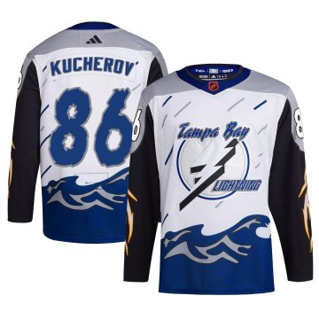 Adidas Tampa Bay Lightning Men's Nikita Kucherov Authentic White Reverse Retro 2.0 NHL Jersey