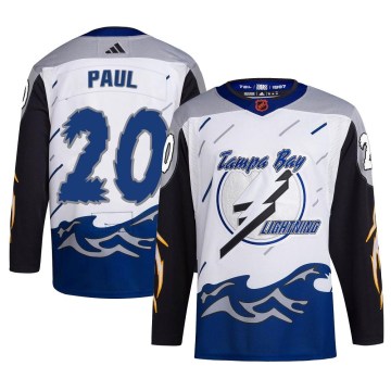 Adidas Tampa Bay Lightning Men's Nicholas Paul Authentic White Reverse Retro 2.0 NHL Jersey
