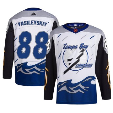 Adidas Tampa Bay Lightning Men's Andrei Vasilevskiy Authentic White Reverse Retro 2.0 NHL Jersey