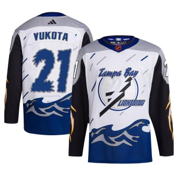 Adidas Tampa Bay Lightning Men's Mick Vukota Authentic White Reverse Retro 2.0 NHL Jersey