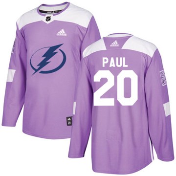 Adidas Tampa Bay Lightning Youth Nicholas Paul Authentic Purple Fights Cancer Practice NHL Jersey